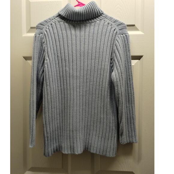 Vintage Y2K GAP Women's Size Large Light Blue Chunky Cable Knit Pullover Sweater - Picture 3 of 7